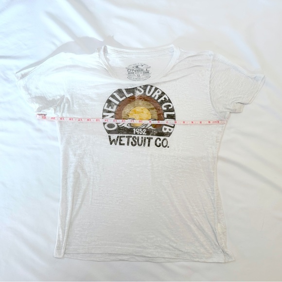 Y2K O'Neill Sheer Graphic Logo Tee - White/Brown - XL - Picture 8 of 10